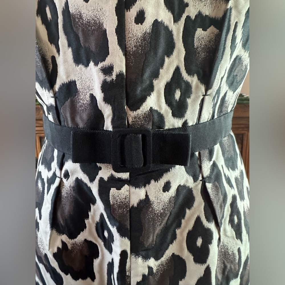 PAULE KA 40 6 Animal Print Belted Lined Dress Designer Leopard Grosgrain Medium - Picture 6 of 12